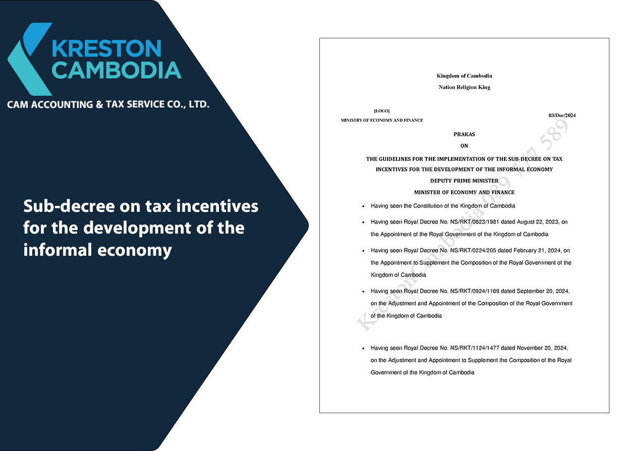 Sub-decree on tax incentives for the development of the informal economy